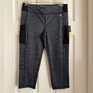 Xersion Active Crop Leggings Girl’s XL Pockets Quick-dry Gray Black
